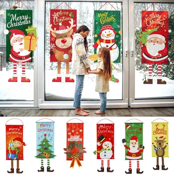 1 БР. Коледен Банер На Верандата, Дядо Коледа, Снежен Човек, Весел Коледен Окачен Флаг, Коледно Украшение За Дома Навидад 2023