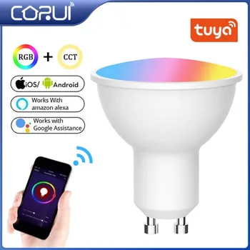 CORUI Sasha Smart WiFi Крушка GU10 Прожектор RGB + CCT 100-240 В 4-Вата Led Лампа с регулируема яркост Гласово Управление на Работа с Алекса Google