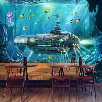 Milofi професионални потребителски 3D тапети стенопис подводница от подводния свят хол фон монтиране на украса боядисване тапети
