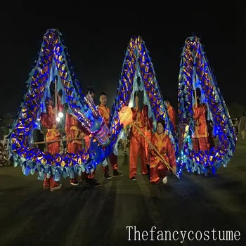 Възрастен Размер Позлатени светлинното КИТАЙСКИ ДРАКОН ТАНЦОВА Плат дракон подпори Народен Фестивал на Празничен Костюм фенер