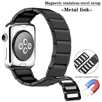 Магнитна каишка за apple watch band 44 мм 40 мм iwatch 42 мм, 38 мм, Метална верижка от неръждаема Стомана apple watch serie 6 5 4 3 Se