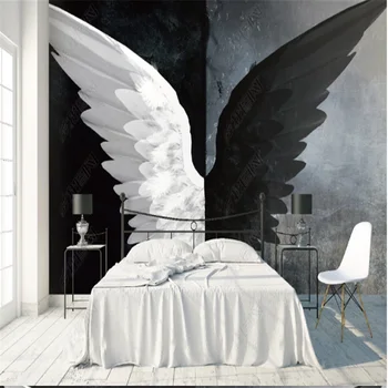 Потребителски Скандинавските Модерните 3D Фото Тапети на Стенописите Творчески Черно Бели Крила на Ангел Художествена Стенни Живопис Дневна Спалня Начало Декор