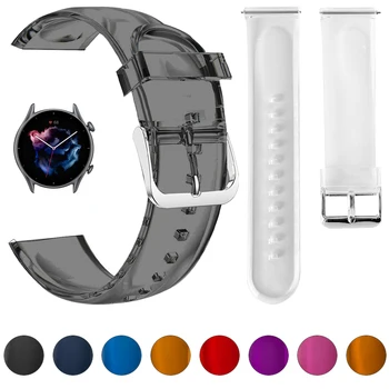 Прозрачен Силиконов ремък за Huami Amazfit GTR 3 2 Pro Каишка за часовник Amazfit GTR 42/47 мм GTS 3 2 Mini/Bip Гривна 20 мм и 22 мм